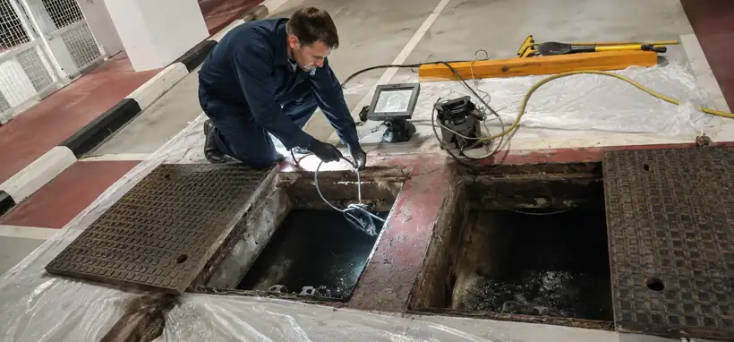 CCTV drain inspection with monitor