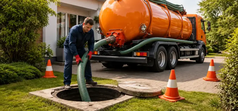 Tanker servicing a manhole in Dubai